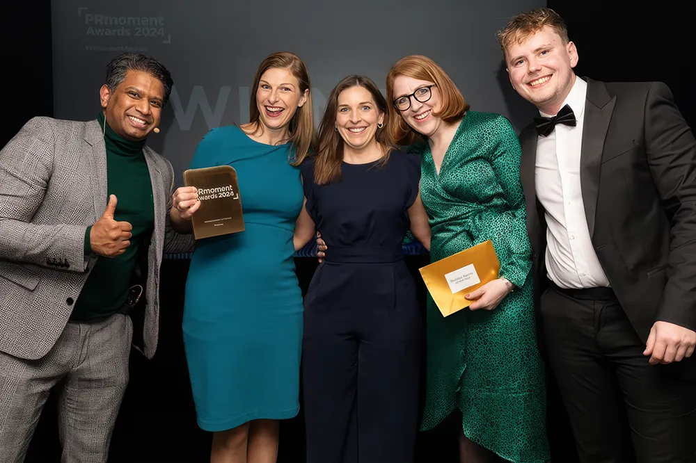 Pinstone winning PR Moments agency of year award 2024