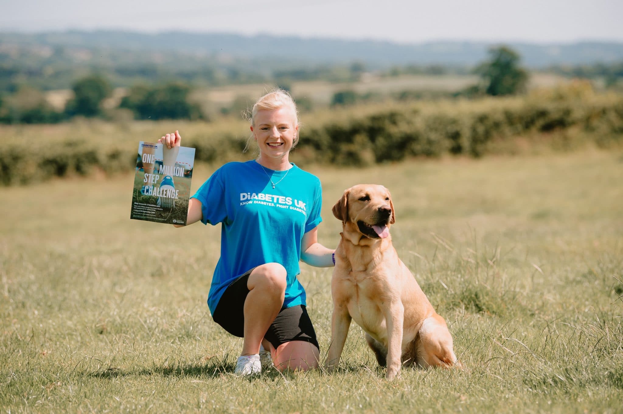 LAST COPYRIGHT SHROPSHIRE STAR JAMIE RICKETTS 23/06/2020 - Laura Yates, the granddaughter of well-known Henry Yates, is taking part in a fundraiser to raise money and awareness of Type 1 Diabetes, which she suffers from. She will be taking part in a Walking 1 million steps between 1st July and end of September. Picture here with her dog Juke.