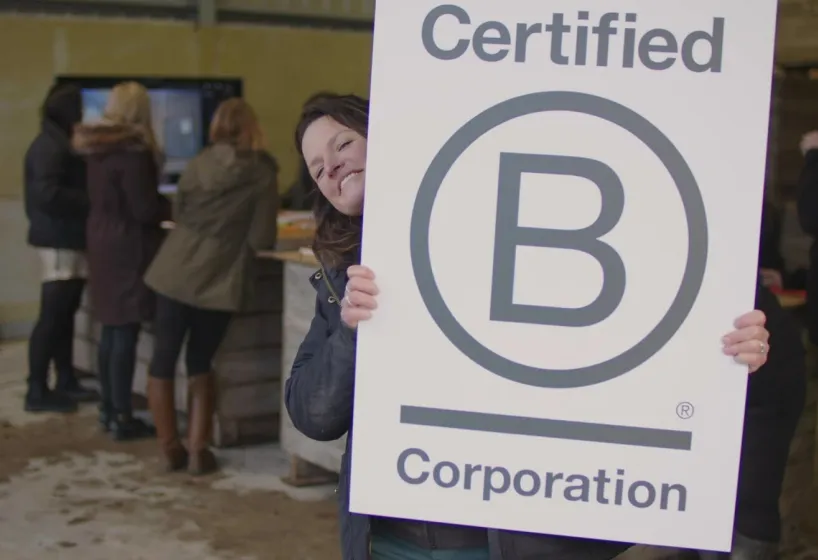 Pinstone-proudly displaying their b corp certification on a printed artboard